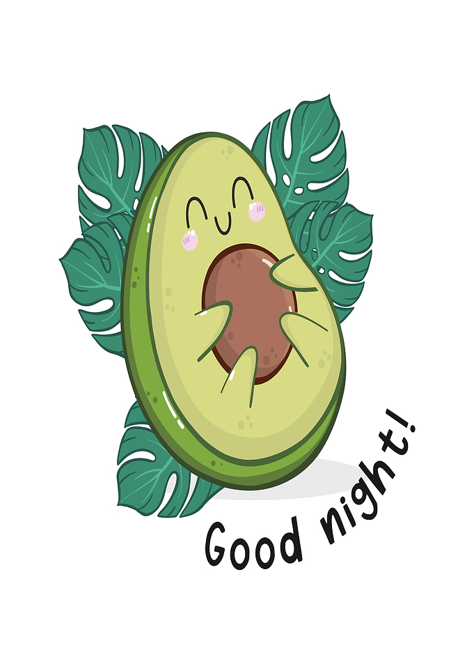 Cute Avocado Saying Good Night