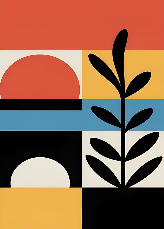 Abstract Plant and Geometric Shapes