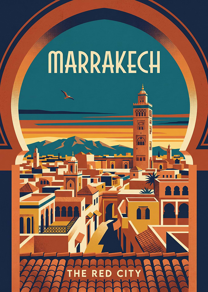 Marrakech The Red City Vintage Poster