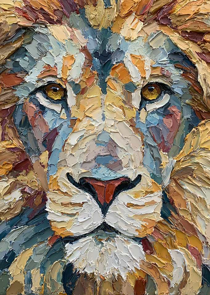 Textured Lion Portrait Painting