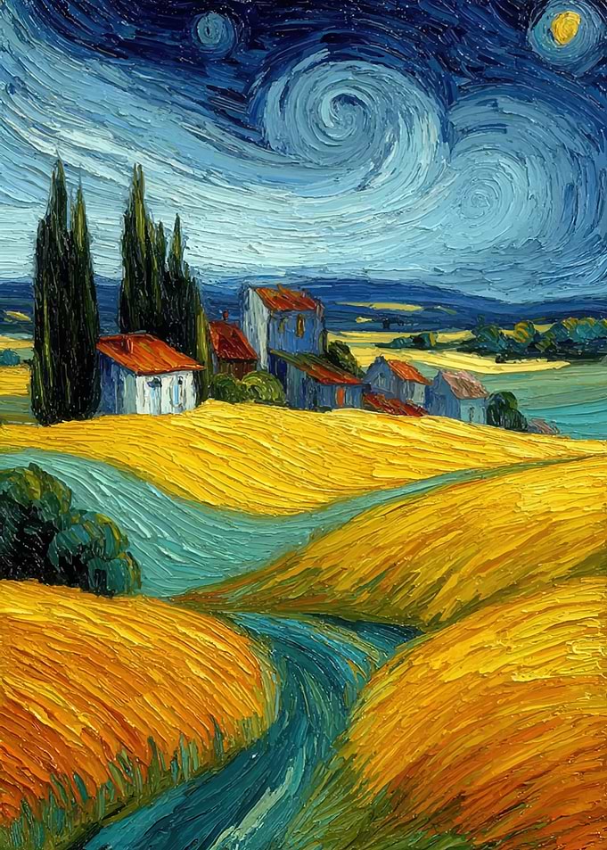Van Gogh Style Tuscan Landscape