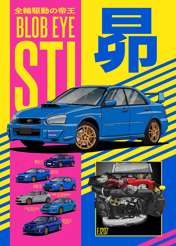 Subaru WRX STI Blob Eye Car Poster