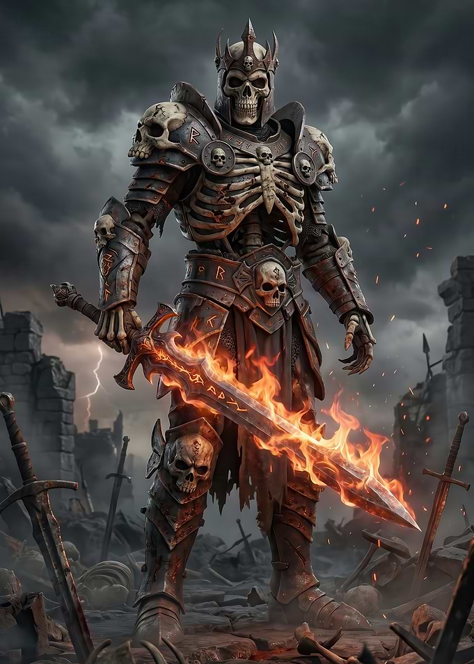 Skeleton King with Fiery Sword