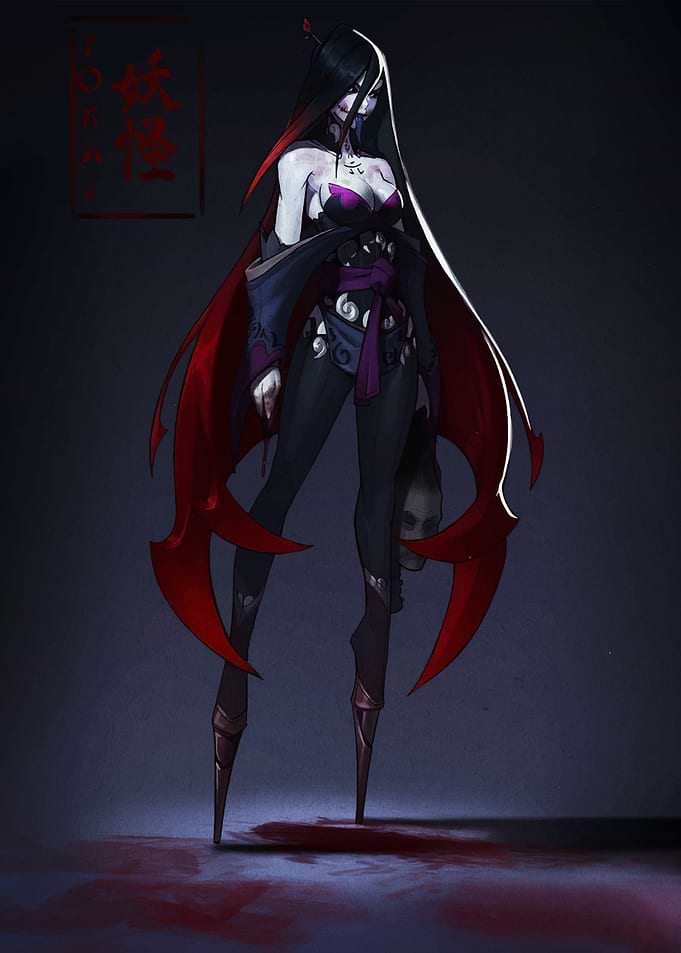 Gothic Vampire Woman with Severed Head