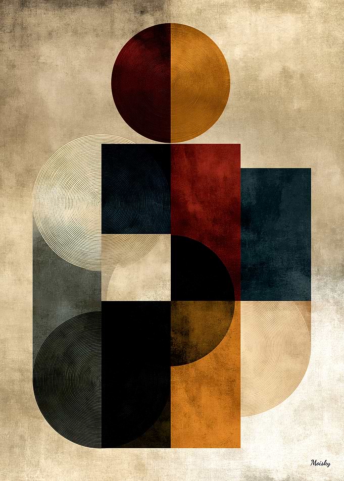 Japanese Zen Ripple Geometry No. 43 – Quiet Luxury Abstract Wall Art
