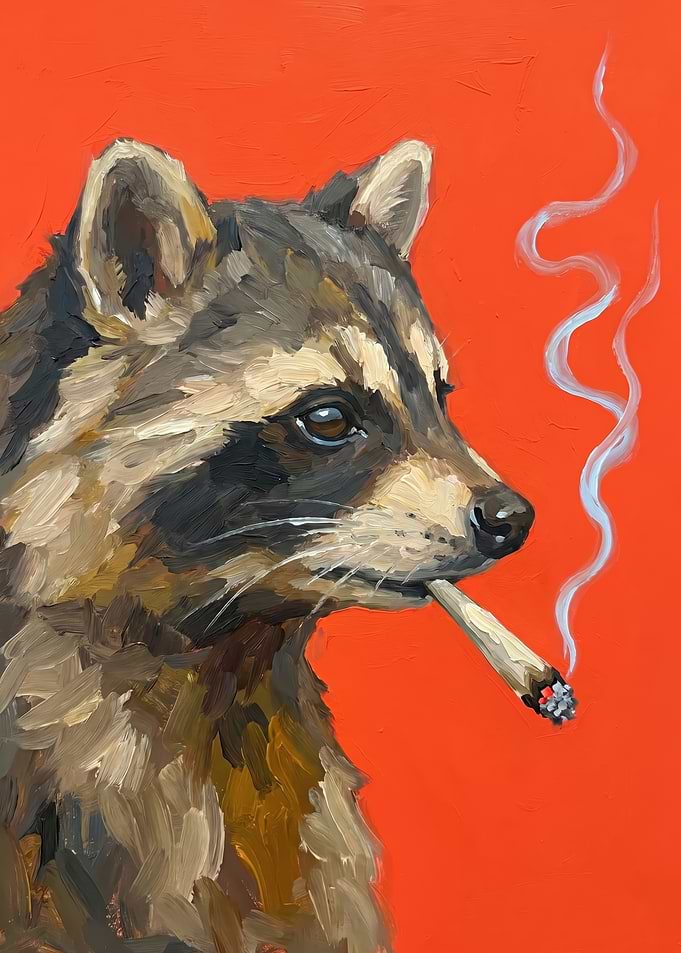 Raccoon With Smoldering Joint