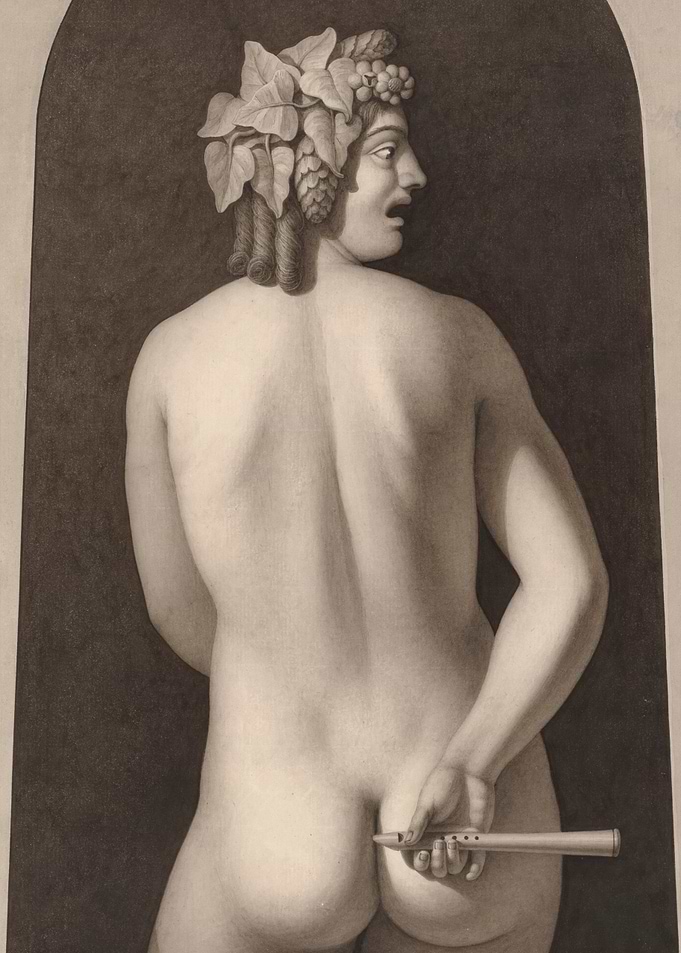 Naked Man with Grapes and Flute