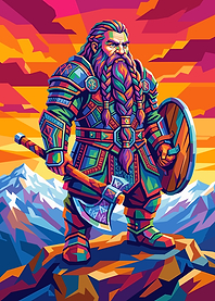 Dwarf Warrior with Axe and Shield