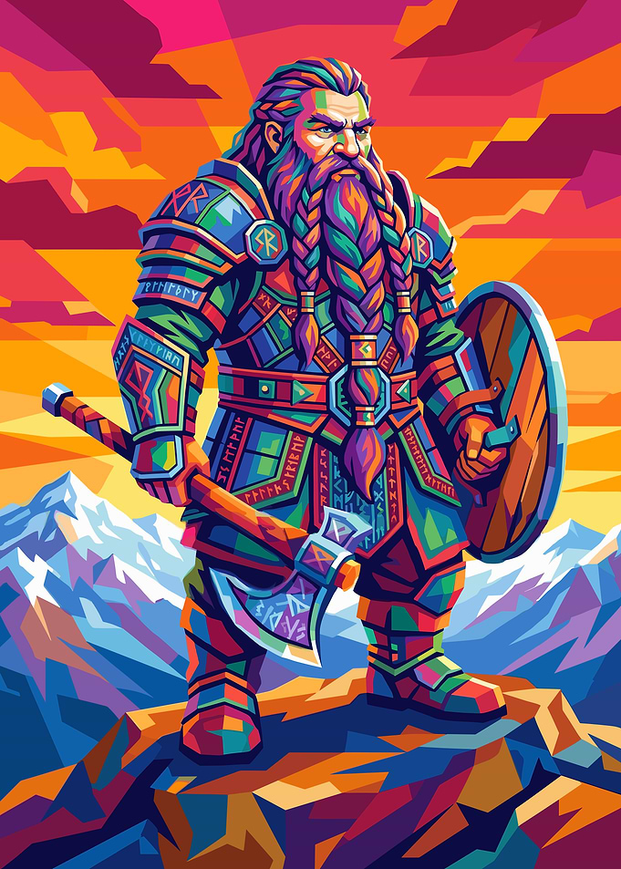 Dwarf Warrior with Axe and Shield
