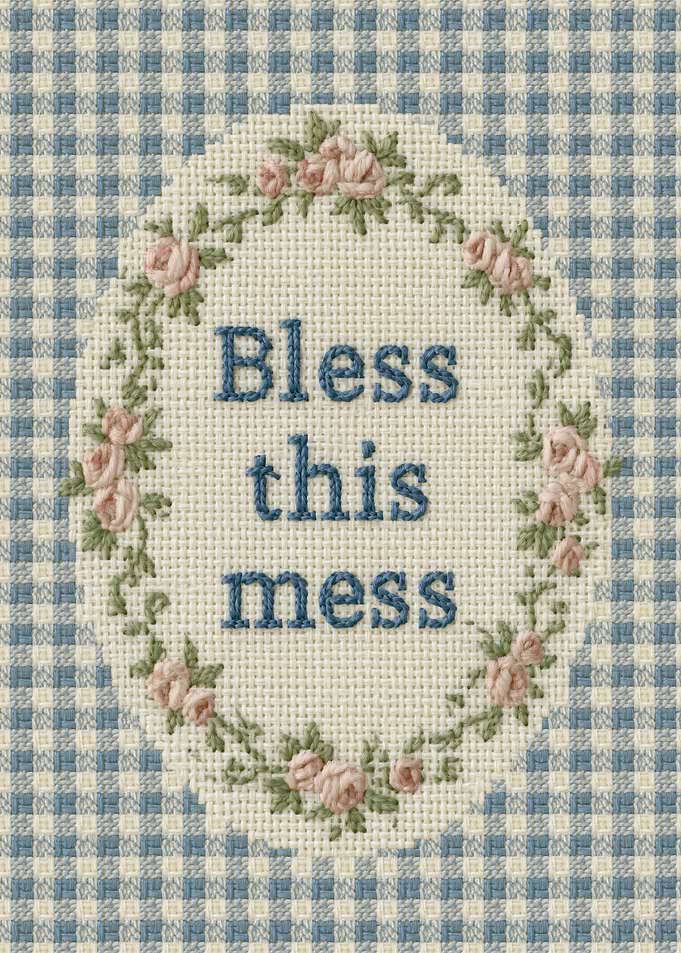Bless This Mess Floral Cross Stitch