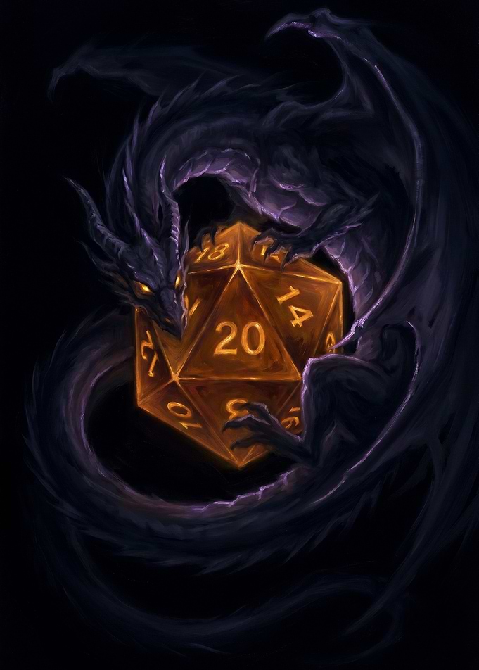 Dragon guarding a D20 die