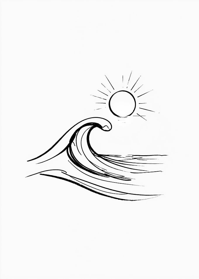 Wave and Sun Sketch
