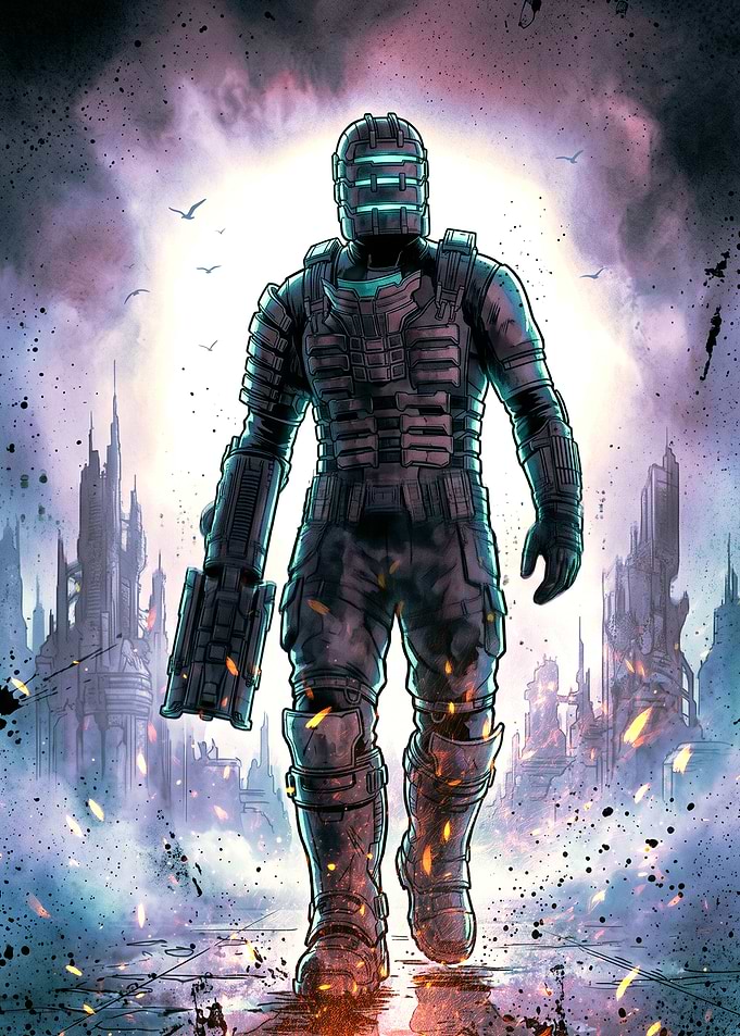Isaac Clarke in a Sci-Fi City