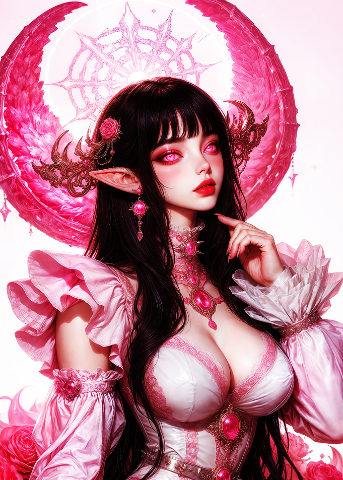 Pink Elf Princess with Ornate Dress