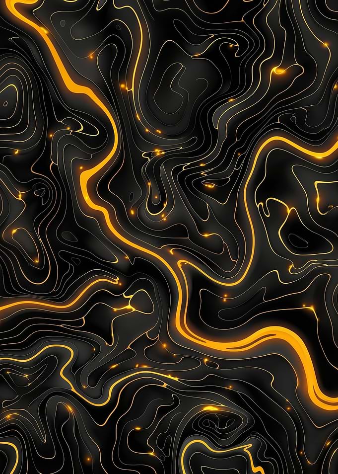 Abstract Topographic Lines with Glowing Orange