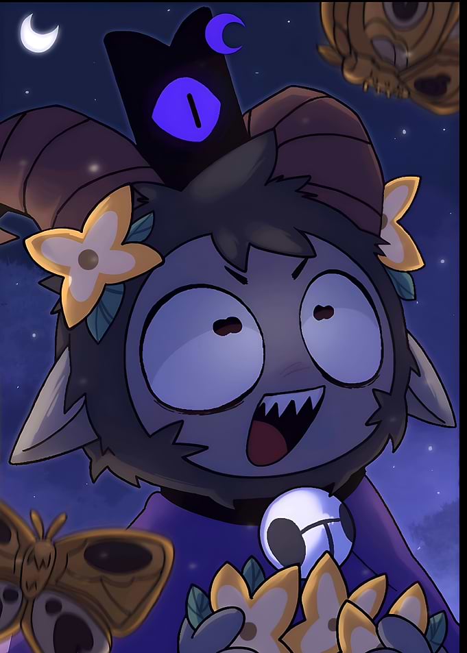 Cute Goat Character with Moon Crown