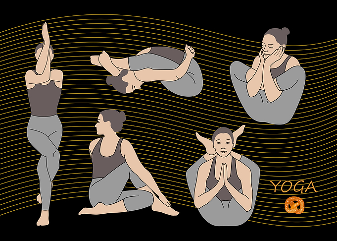 'Pretzel' Yoga Poses Illustration