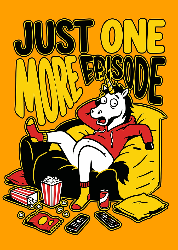Funny Unicorn Watching TV Binge Watching