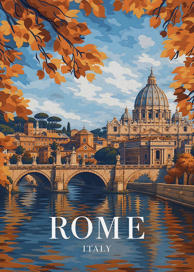 Rome Italy Autumn Travel Poster