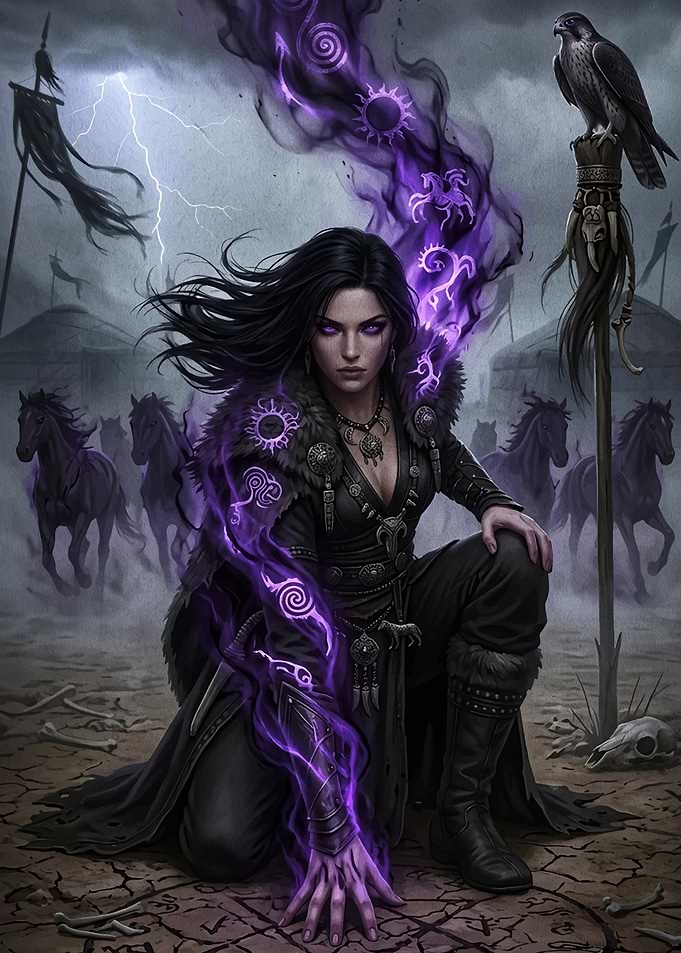 Dark Sorceress Conjuring Magic