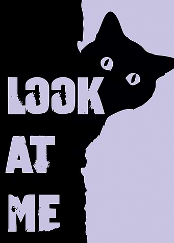 Cat Peeking with Text