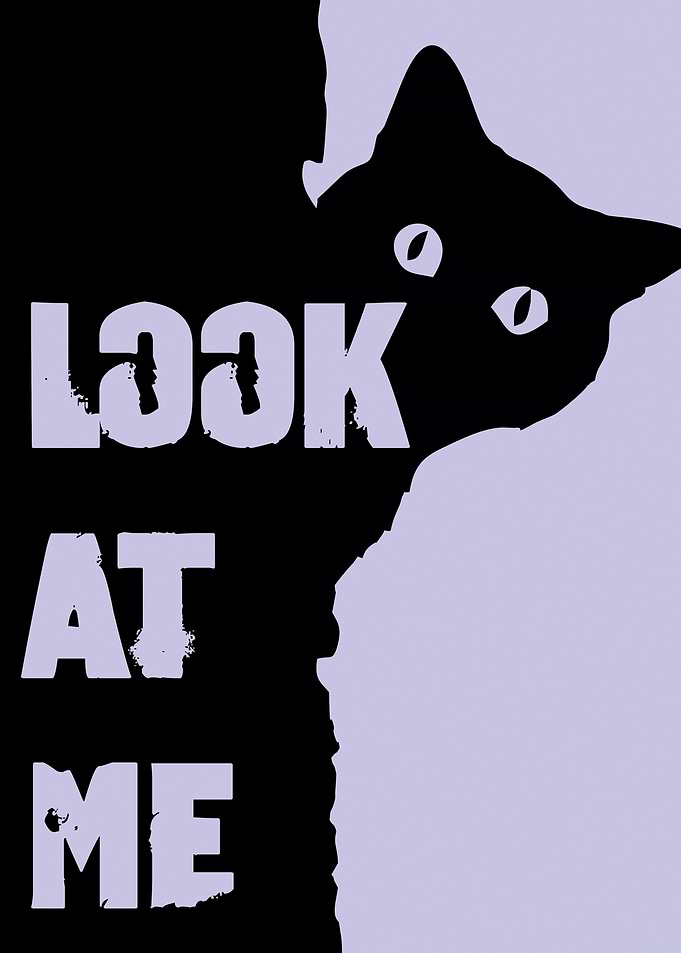 Cat Peeking with Text