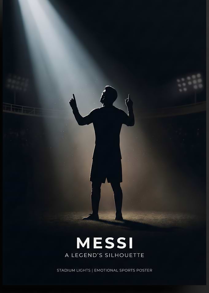 Messi Silhouette in Stadium Lights