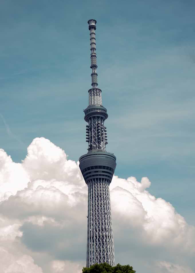 Tokyo Skytree against a cloudy sky