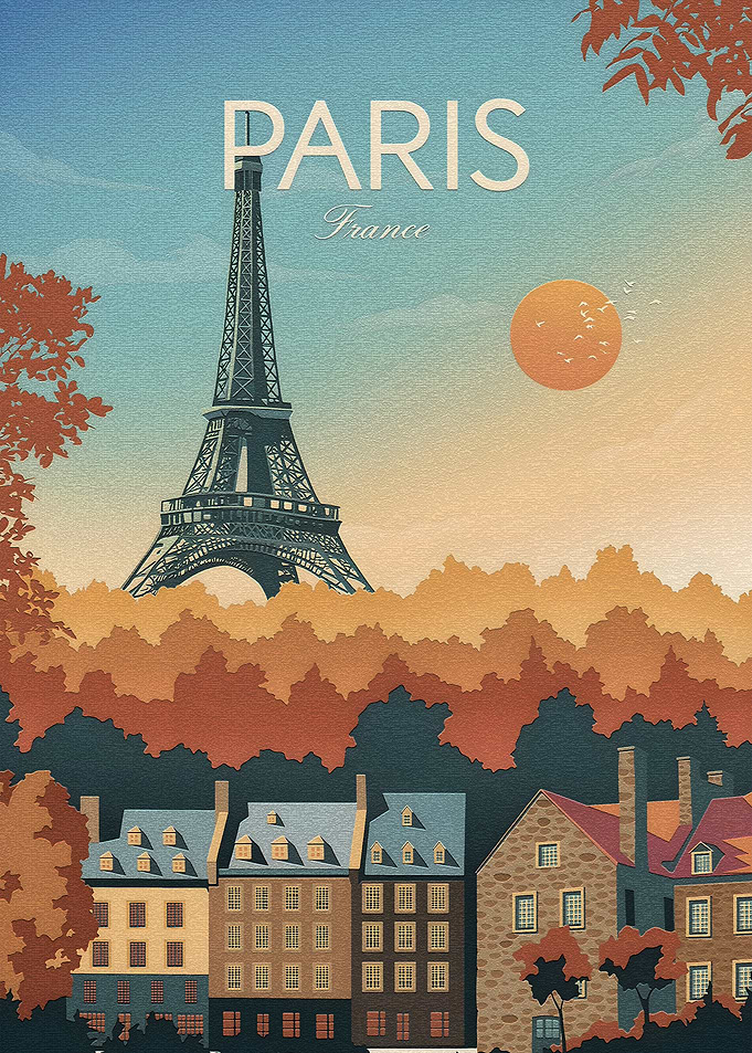 Paris Eiffel Tower Vintage Poster