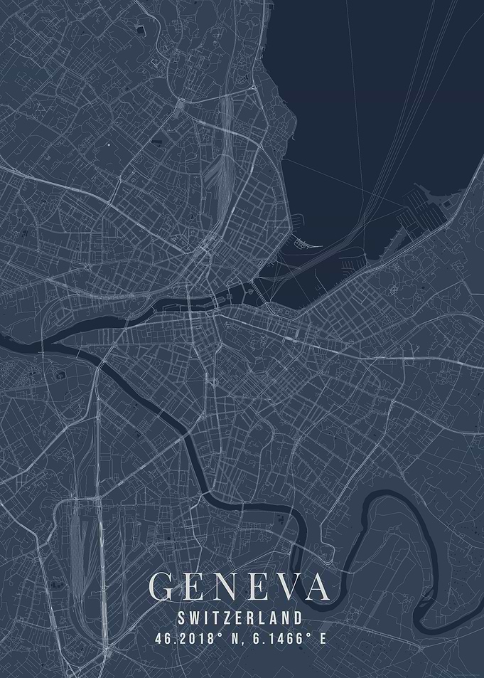 Geneva Switzerland Map Art