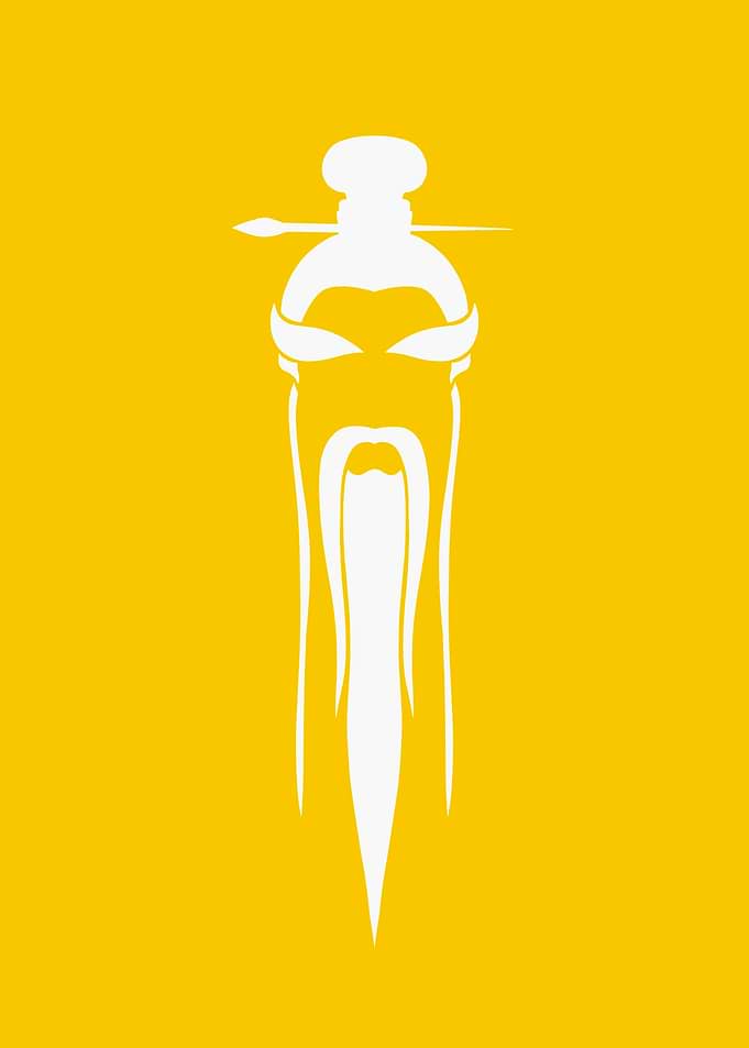 White Asian Man Silhouette on Yellow