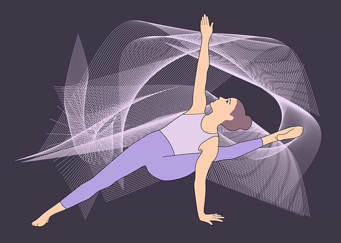 Woman in Yoga Pose with Abstract Background