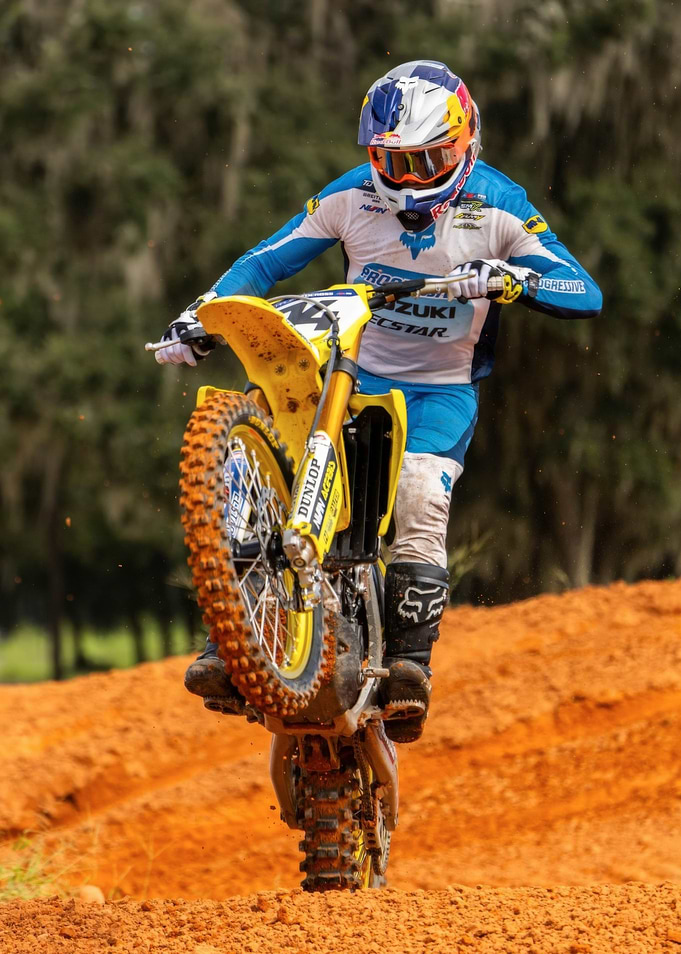 Motocross Rider on Yellow Suzuki Bike