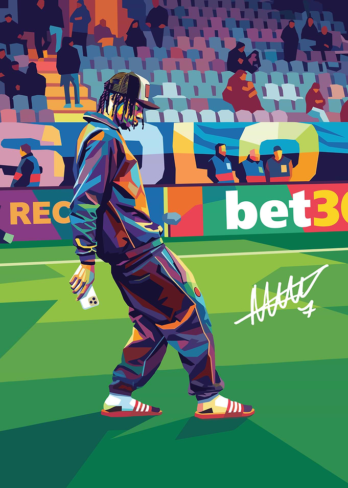 Stylized Football Player on Field