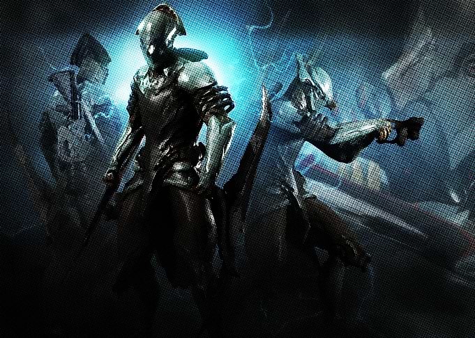 Warframe characters in battle
