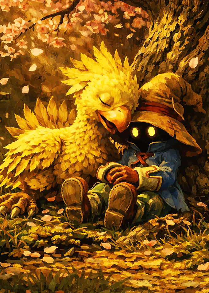 Vivi and Chocobo Resting Under Tree