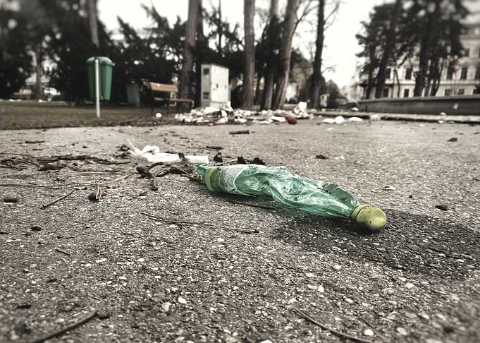 Discarded Plastic Bottle in Park