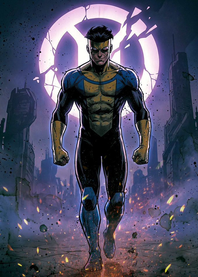 Invincible Walking Through City Ruins