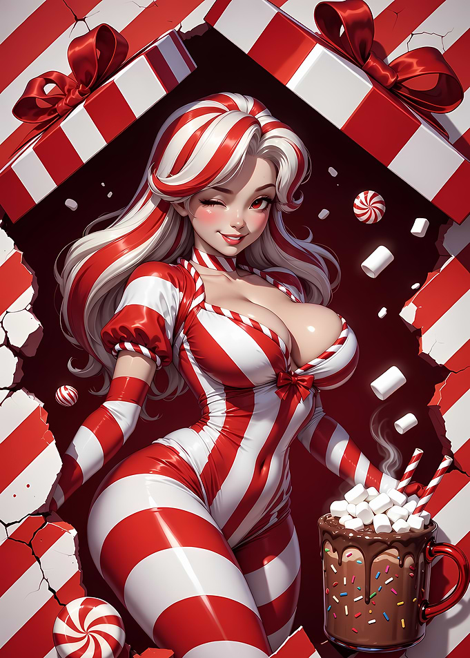 Candy Cane Girl in Gift Box