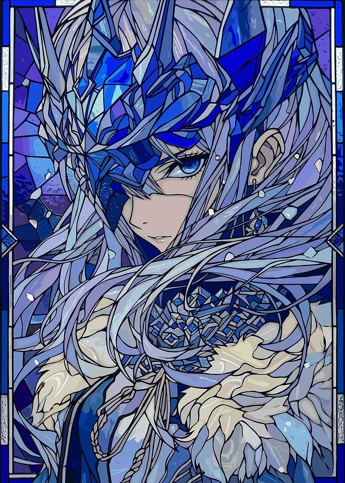 Stained Glass Anime Character Portrait