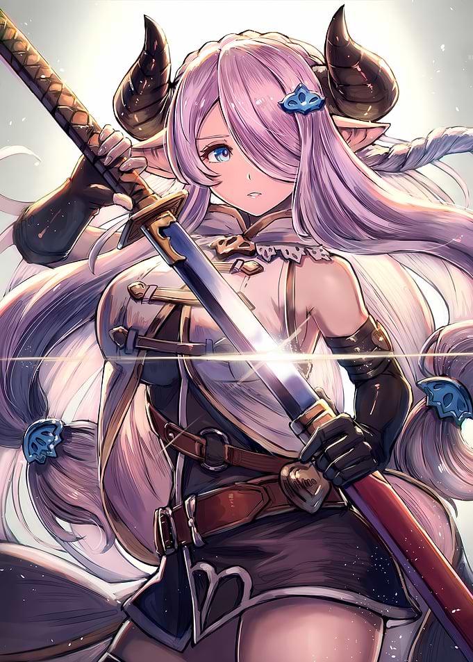 Anime Girl with Horns and Sword