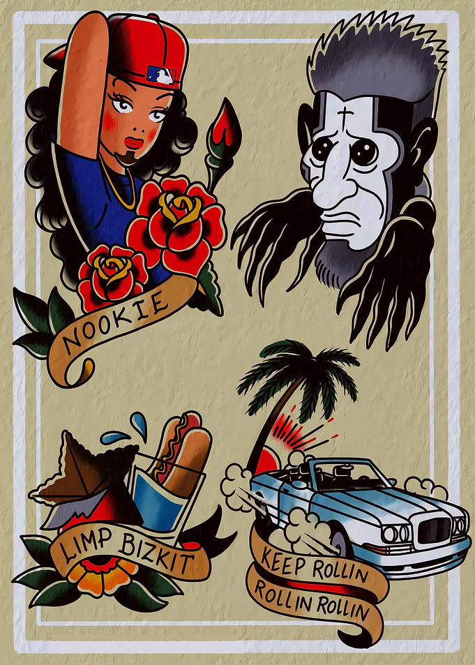 Limp Bizkit Tattoo Flash Sheet