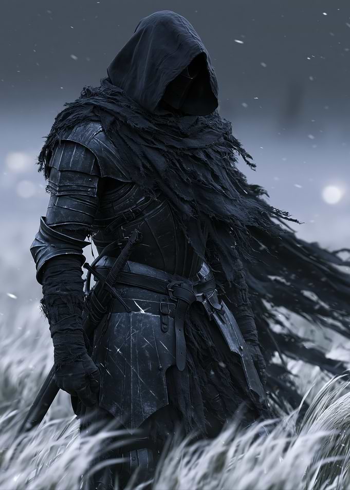 Dark Knight in a Snowy Field