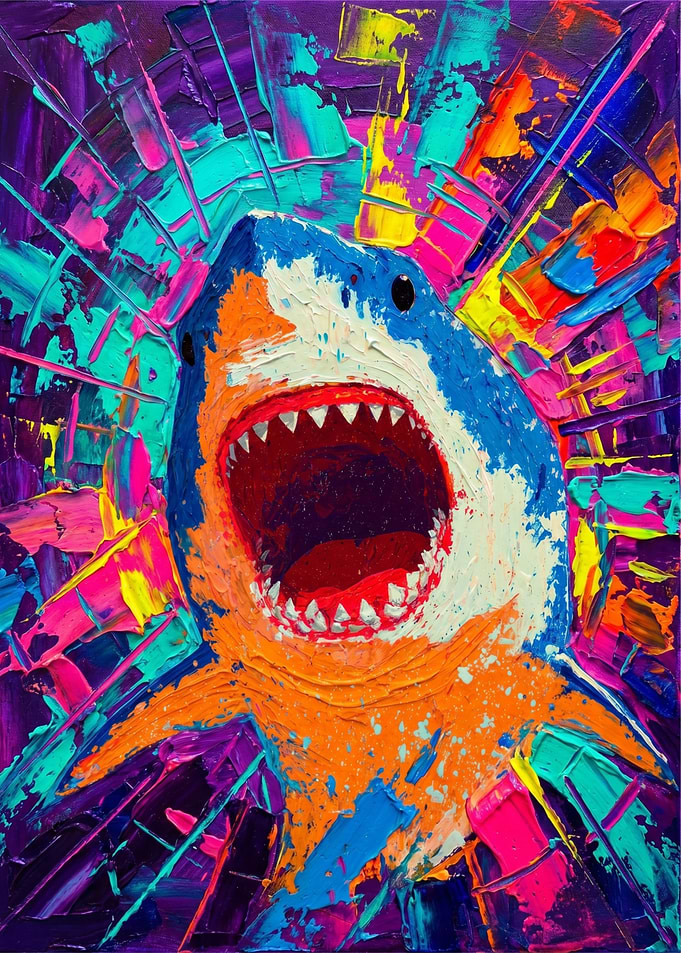 Aggressive Shark Painting