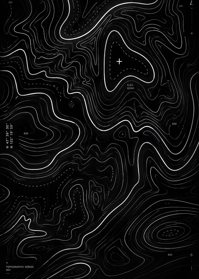 Dark Topographic Map Art