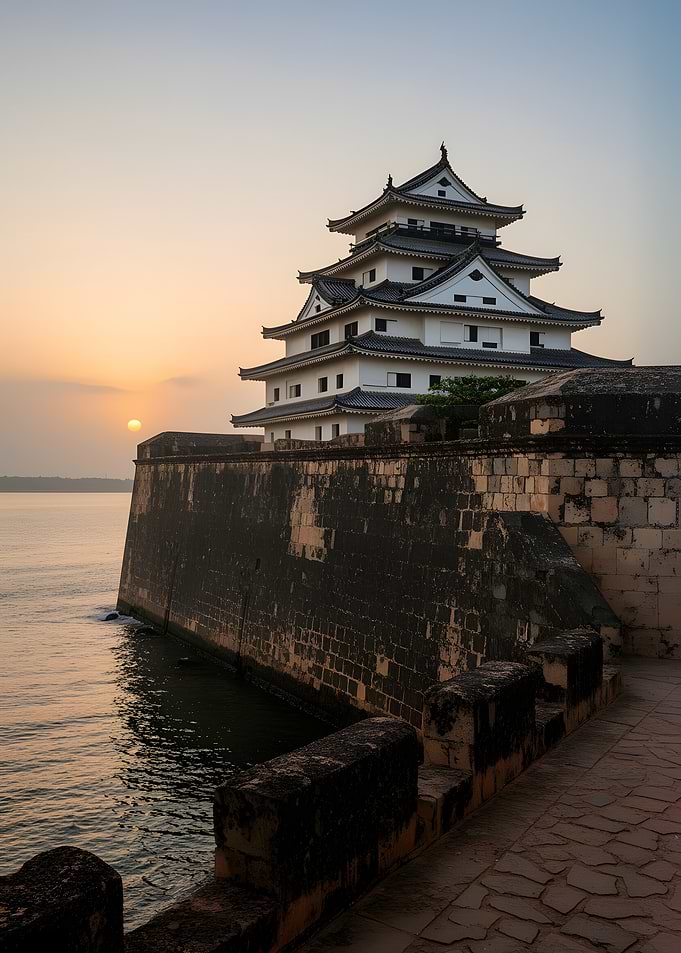 Japanese Castle at Sunset