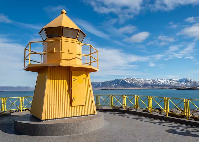 Yellow Lighthouse by the Sea