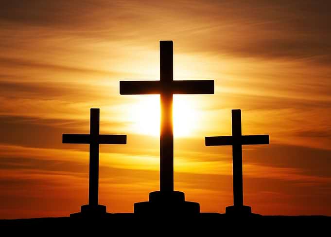 Three Crosses at Sunset