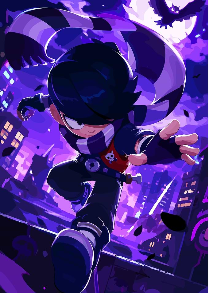Edgar from Brawl Stars in a Cityscape