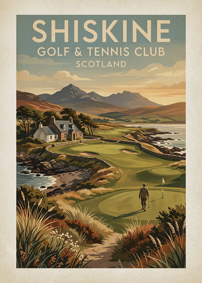 Shiskine Golf & Tennis Club Vintage Poster